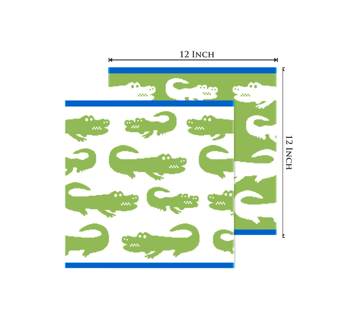Original Kids Wash Cloth - Bath Time In A While Crocodile Set Of 12 Washcloths - 100% Cotton Jacquard Super Soft Colorful Absorb