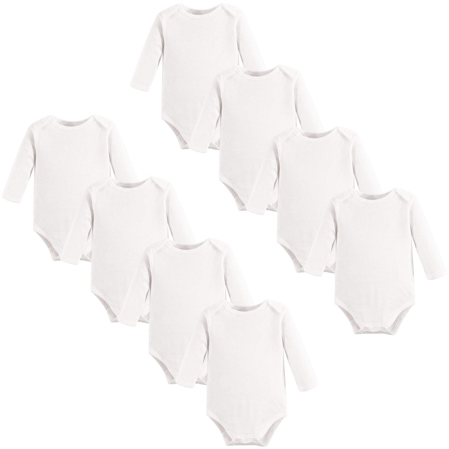 Touched By Nature Baby Organic Cotton Long-Sleeve Bodysuits, White, 6-9 Months