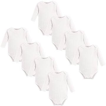 Touched By Nature Baby Organic Cotton Long-Sleeve Bodysuits, White, 18-24 Months
