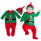 Fancyinn Infant Baby Boys Girls Christmas Costume Elf Romper Long Sleeves Santa Tree Outfit With Hat Green 0-3 Months