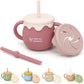 teensy peepsy Honey Jar Pot 3-in-1 Silicone Training Cup 8.5oz, Baby Sippy Cup with Straw & Snack Cup for 6 months+ Straw Cup fo