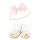 Hudson Baby Infant Girl Headband And Socks Giftset, Light Pink Leopard, One Size