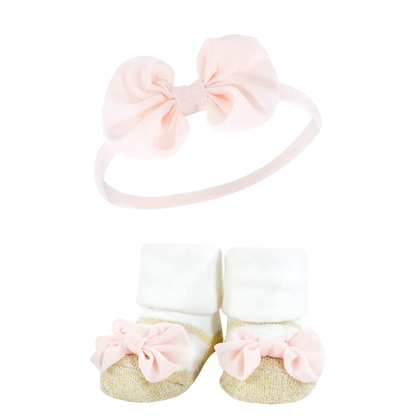 Hudson Baby Infant Girl Headband And Socks Giftset, Light Pink Leopard, One Size