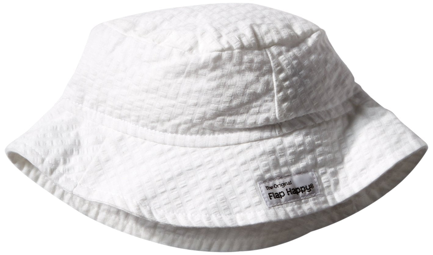 Flap Happy Baby Toddler Girls' Upf 50+ Bucket Hat, Vanilla Stripe Seersucker, X-Large (2Yrs+)