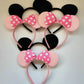Newtgan 20 Pcs Mouse Ears Headbands For Birthday Party Theme Park Costume Play Celebration For Boys And Girls (Black,Pink) (Pink