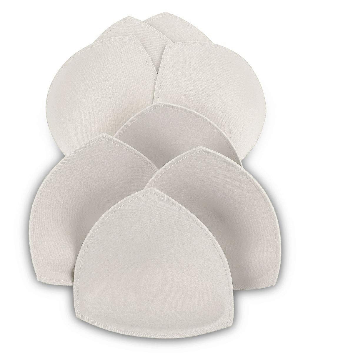 Sermicle Bra Pad Inserts 4 Pairs, Bra Pads Sewn Padded For Sports Bra Ab Or Cd Cup Beige Or Black Optional (Ab Cup, White)