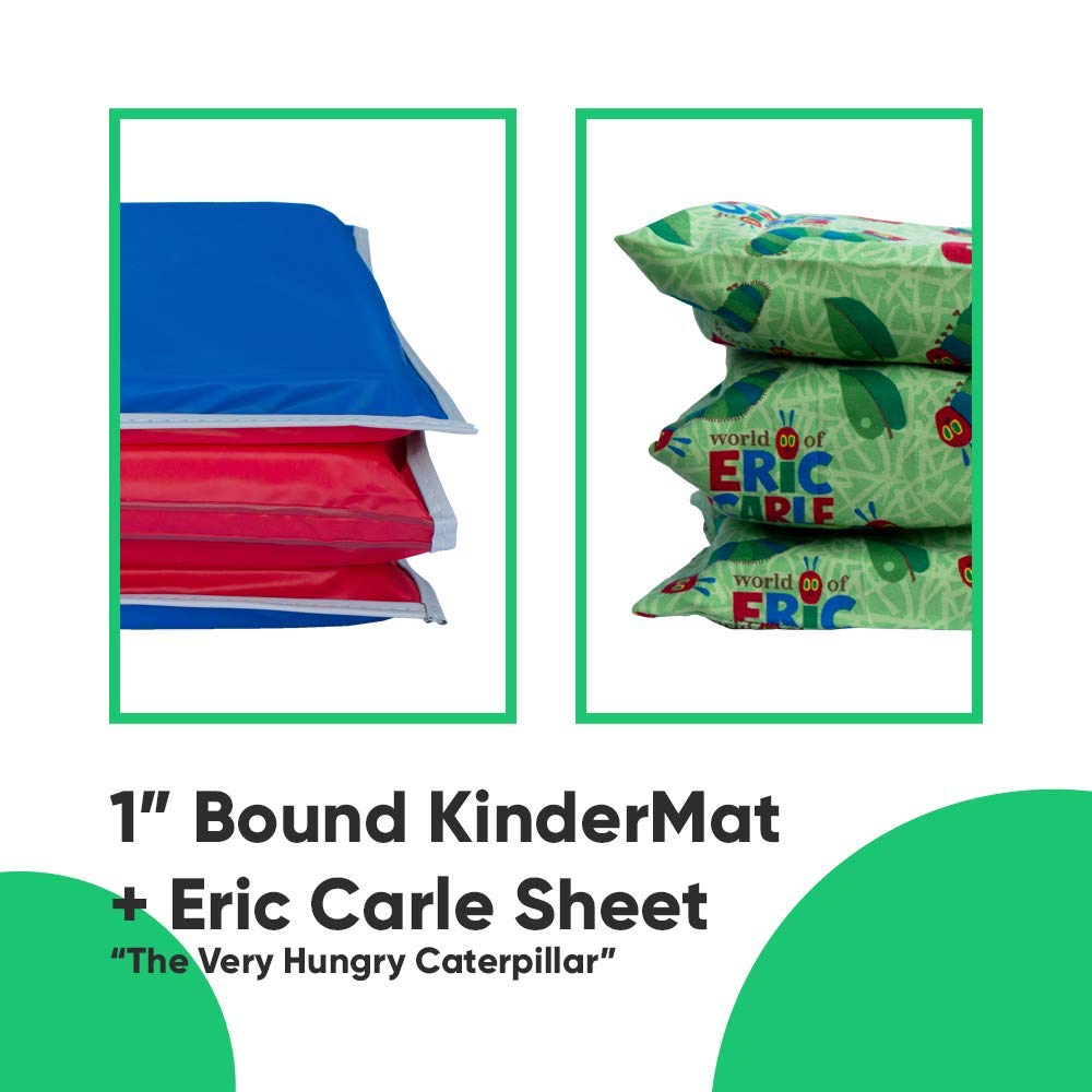 Kindermat + Eric Carle Kinderbundle - The Very Hungry Caterpillar - Full Nap Mat & Washable Cover, Special Edition - 47' X 22'
