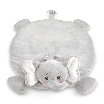 Bearington Baby Lil Spout Tummy Time Mat, 30 X 30 Inch Elephant Plush Stuffed Animal Blanket, Baby Elephant Nursery D  Cor