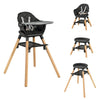 HONEY JOY Baby High Chair, 6 In 1 Convertible Wooden Highchair for Babies and Toddlers/Toddler Chair/Bar Stool, Removable Double