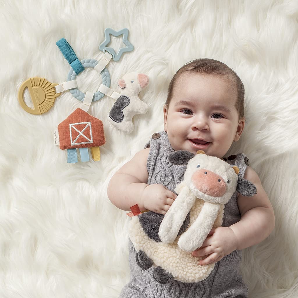 Itzy Ritzy Farm Toy Gift Set - Includes Cow Lovey & Farm-Themed Car Seat And Stroller Toy