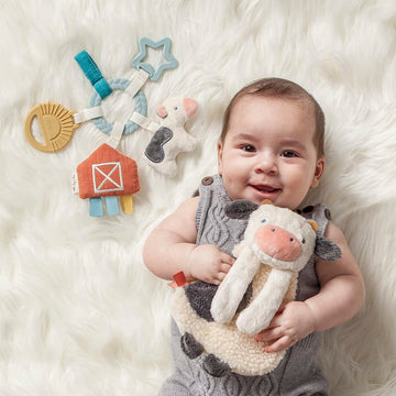 Itzy Ritzy Farm Toy Gift Set - Includes Cow Lovey & Farm-Themed Car Seat And Stroller Toy