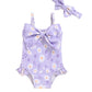 Mioglrie Baby Girl Swimsuit Infant 18-24 Month Bathing Suits Newborn Girls Summer Beach Swimwear Purple Floral Toddler One Piece