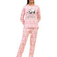 Ninos Dreams Full Sleeves Pink Spiral Text Print Girls Coord Set Tshirt with Pajama/Night Suit