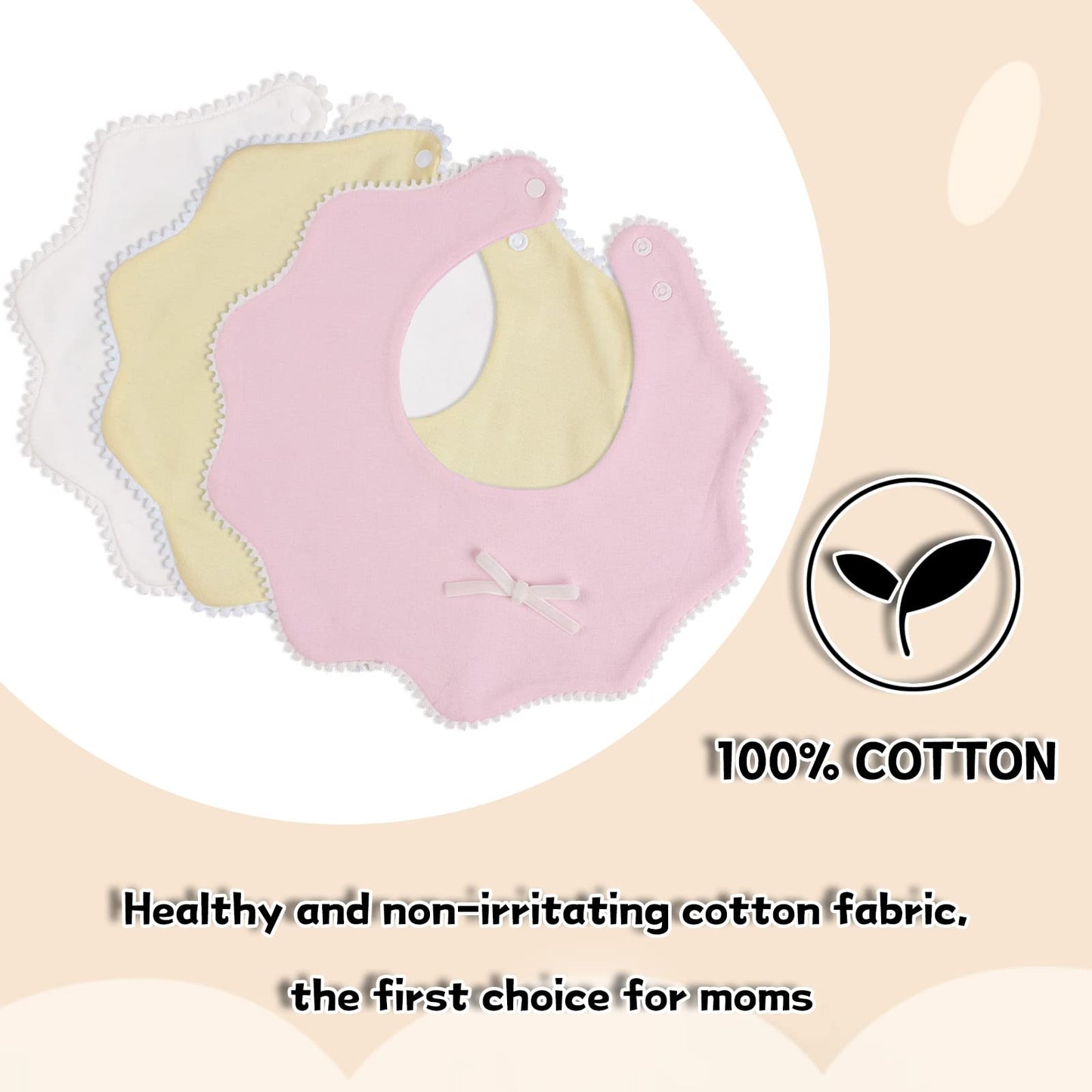 Bamery Baby Bandana Bibs Cotton Drool Bibs For Drooling And Teething Absorbent For Boy Girl (White+Pink+Yellow)