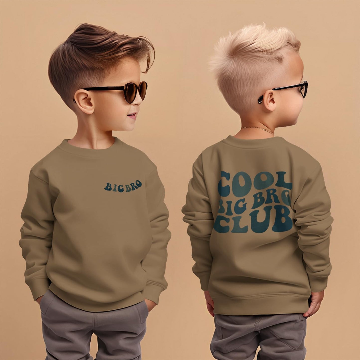 Boutikome Big Brother Sweatshirt Toddler Baby Boy Cool Big Bro Club Shirts Announcement Pullover Long Sleeve Fall Tops(Brown,3-4