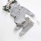 Baby Newborn Girls Boys Long Sleeve Clothes Striped Romper & Pants Set Infant Fall Winter Cotton Outfits (B-Gray, 18-24 Months)