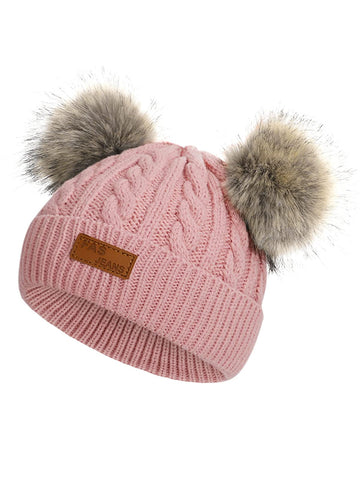 Century Star Baby Girl Hats Winter Cute Baby Beanies For Girls Boys Knit Baby Hats Warm Infant Toddler Hat Pom Pom Caps 1Pc Dark