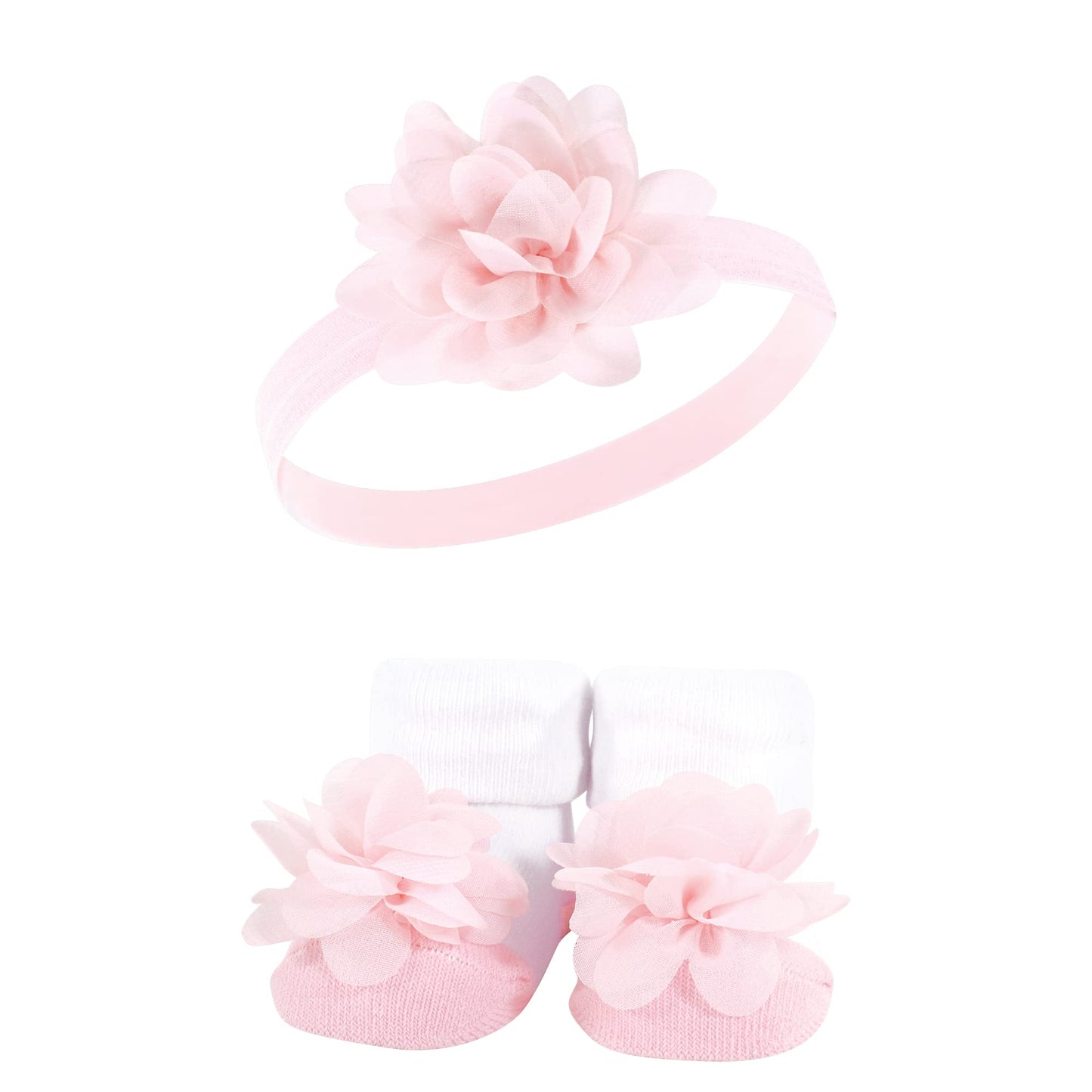 Hudson Baby Infant Girl Headband And Socks Giftset, Pink Charcoal, One Size