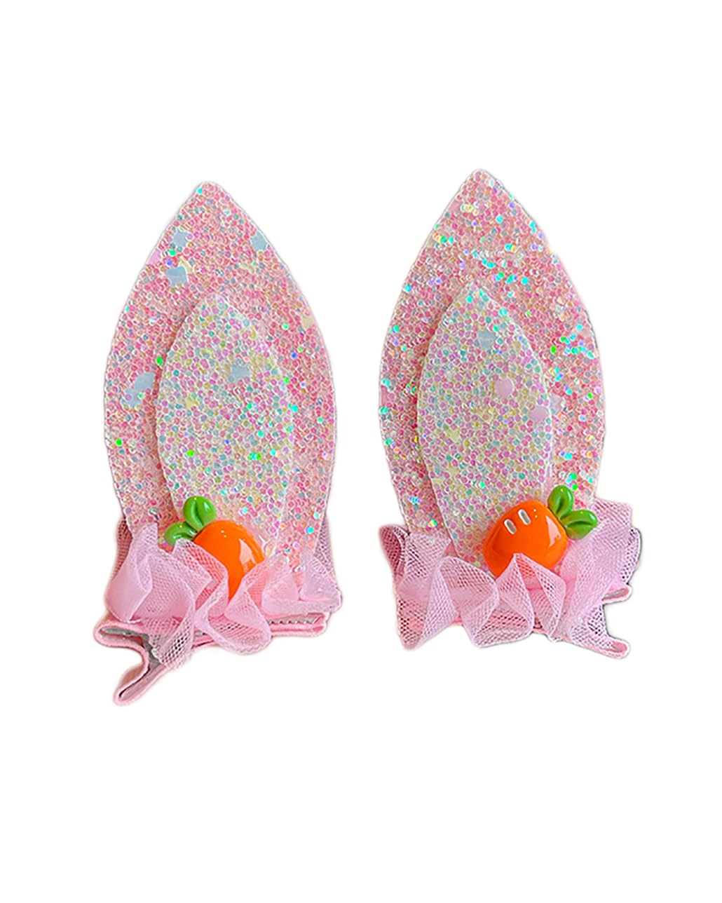 Baby Girls Carrot Hair Clips Pin Easter Bunny HairClips Carrot Hair Barrettes Pin JHE27 (Pink Ear)