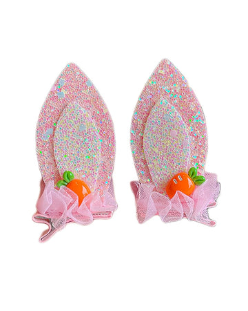 Baby Girls Carrot Hair Clips Pin Easter Bunny HairClips Carrot Hair Barrettes Pin JHE27 (Pink Ear)