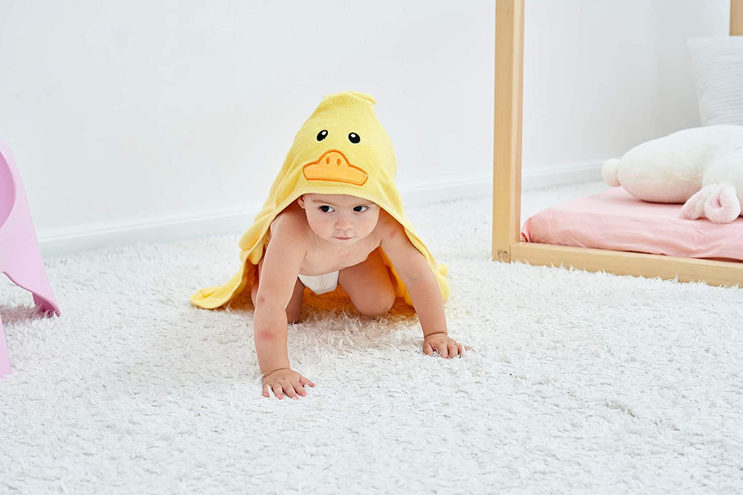 Hiphop Panda Bamboo Hooded Baby Towel - Soft Hooded Bath Towel For Babie, Toddler,Infant, For Boy And Girl - (Yellow Duck, 30 X