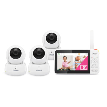 Vtech Video Baby Monitor With 3 Cameras, 5' Lcd Screen, Up To 17Hrs Video & 31Hrs Audio Battery Life, Night Vision, 1000Ft Rang