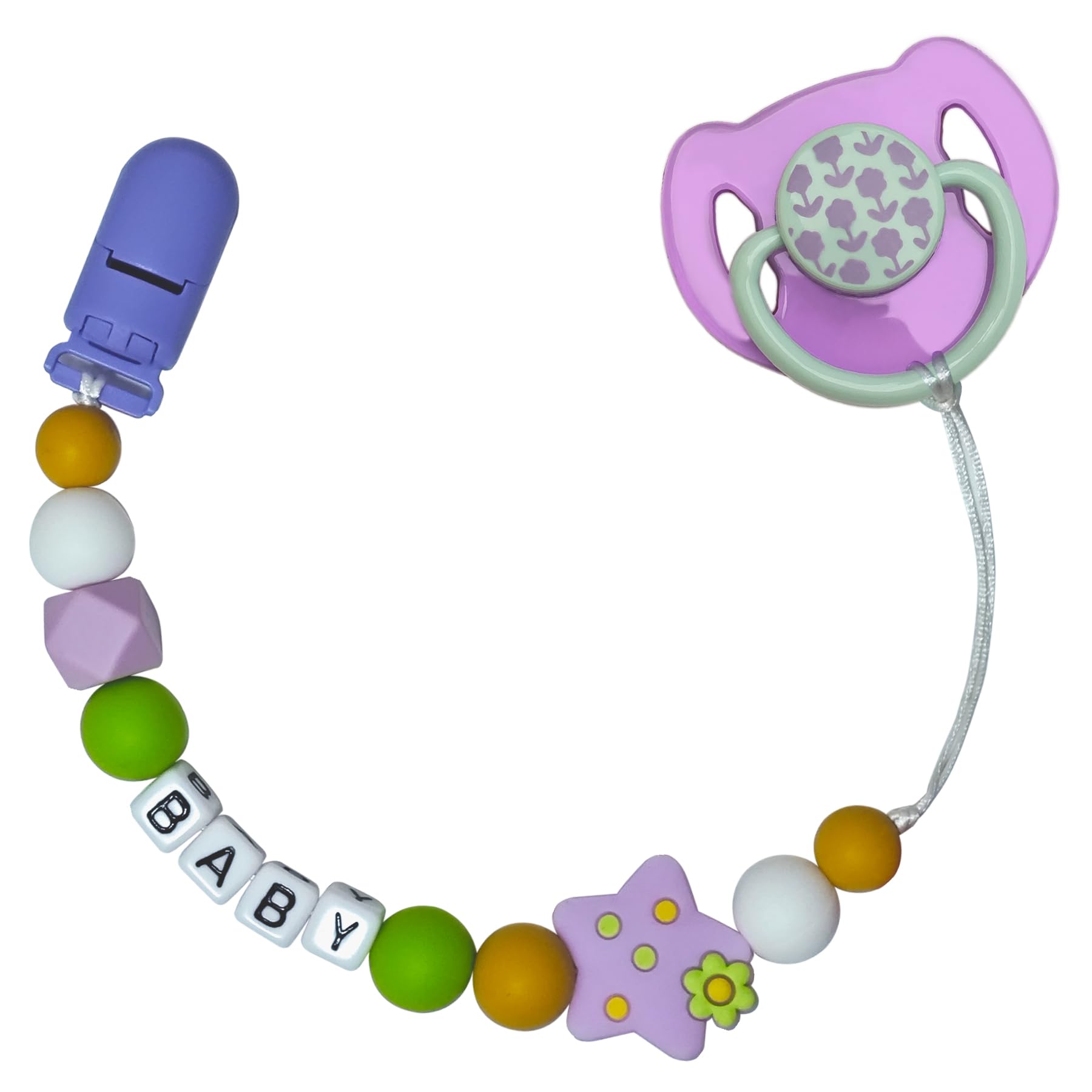 HELERKOL Purple Pacifier Clip with Magnetic Pacifier Reborn Dolls Toy Accessories (Star)