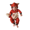 Newborn Baby Girl Boy Halloween Cosplay Cartoon Clothes Fox Coat Fur Bodysuit Jumpsuit Hooded Playsuit Romper (Orange, 0-3 Month