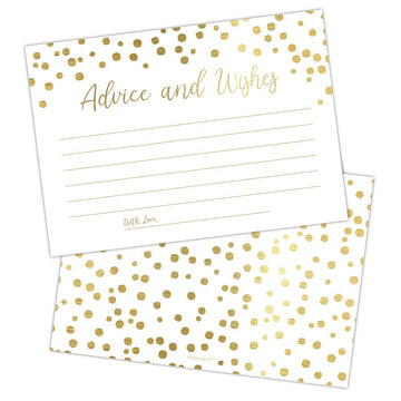 Set Of 50 Gold Advice And Wishes Cards, Perfect For The Bride And Groom, New Mr And Mrs, Baby Shower, Bridal Shower, Wedding Sho