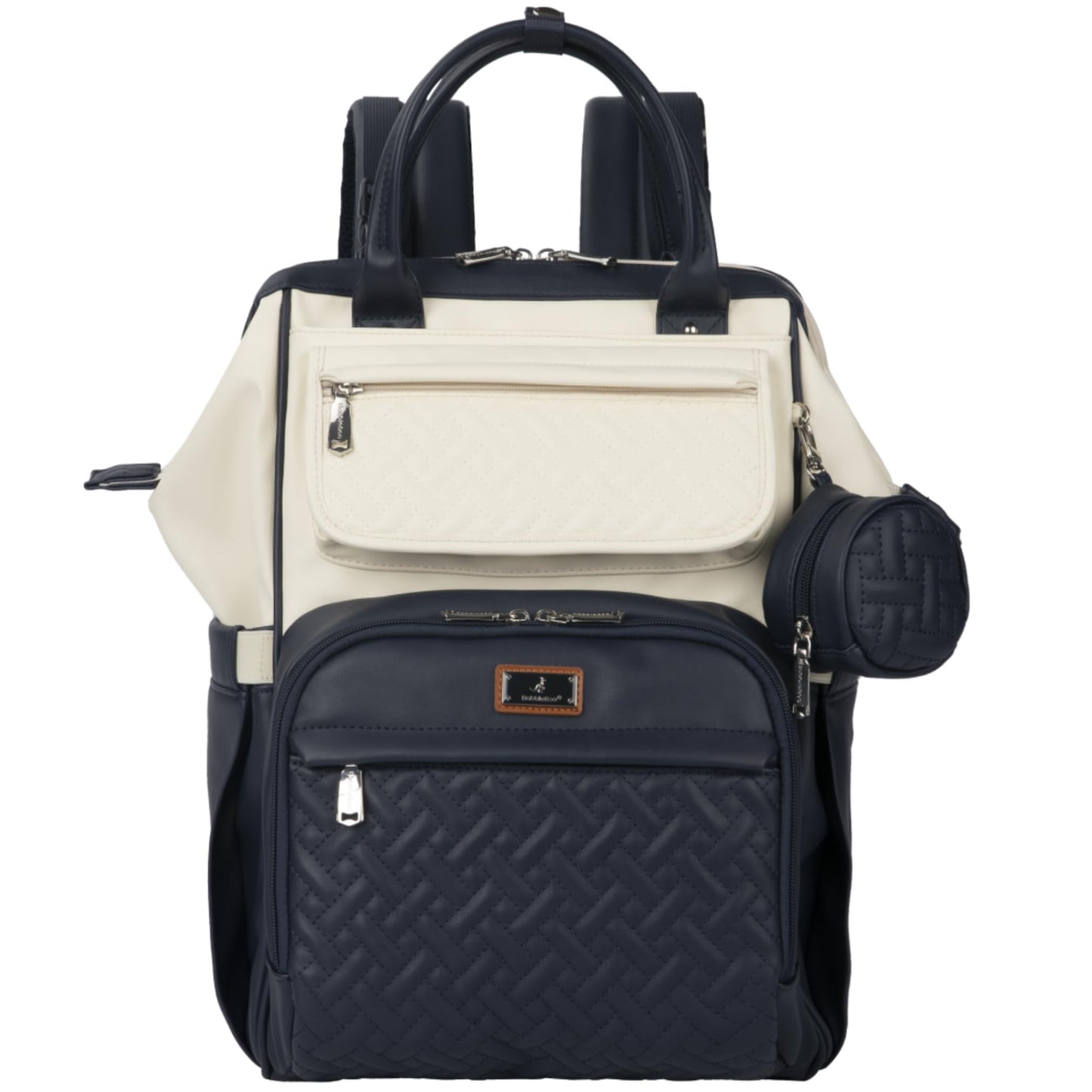 BabbleRoo Leather Diaper Bag Backpack, Multifunction Large Bags with Changing Pad & Stroller Straps Pacifier Case, Unisex Stylis