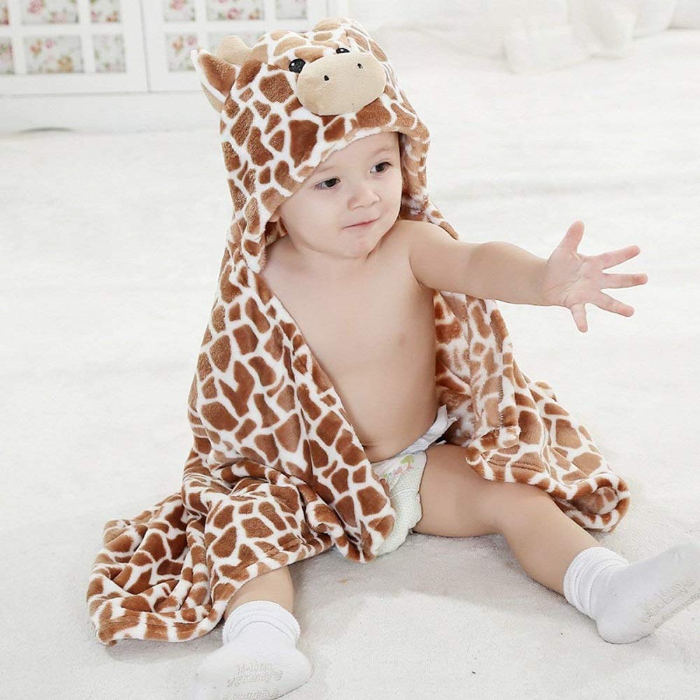 Vauwmsr Baby Hooded Blanket Ultra Soft Warm Newborn Infant Swaddle Wrap Bath Shower Towel, 25.6' X 39.4', Brown