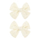 YanJie 2PCS Lace Hair Bow Clips 4 Off White Alligator Barrettes Bows with Rhinestone Baby Girl Hair Accessories for Infant Toddl