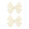 YanJie 2PCS Lace Hair Bow Clips 4 Off White Alligator Barrettes Bows with Rhinestone Baby Girl Hair Accessories for Infant Toddl