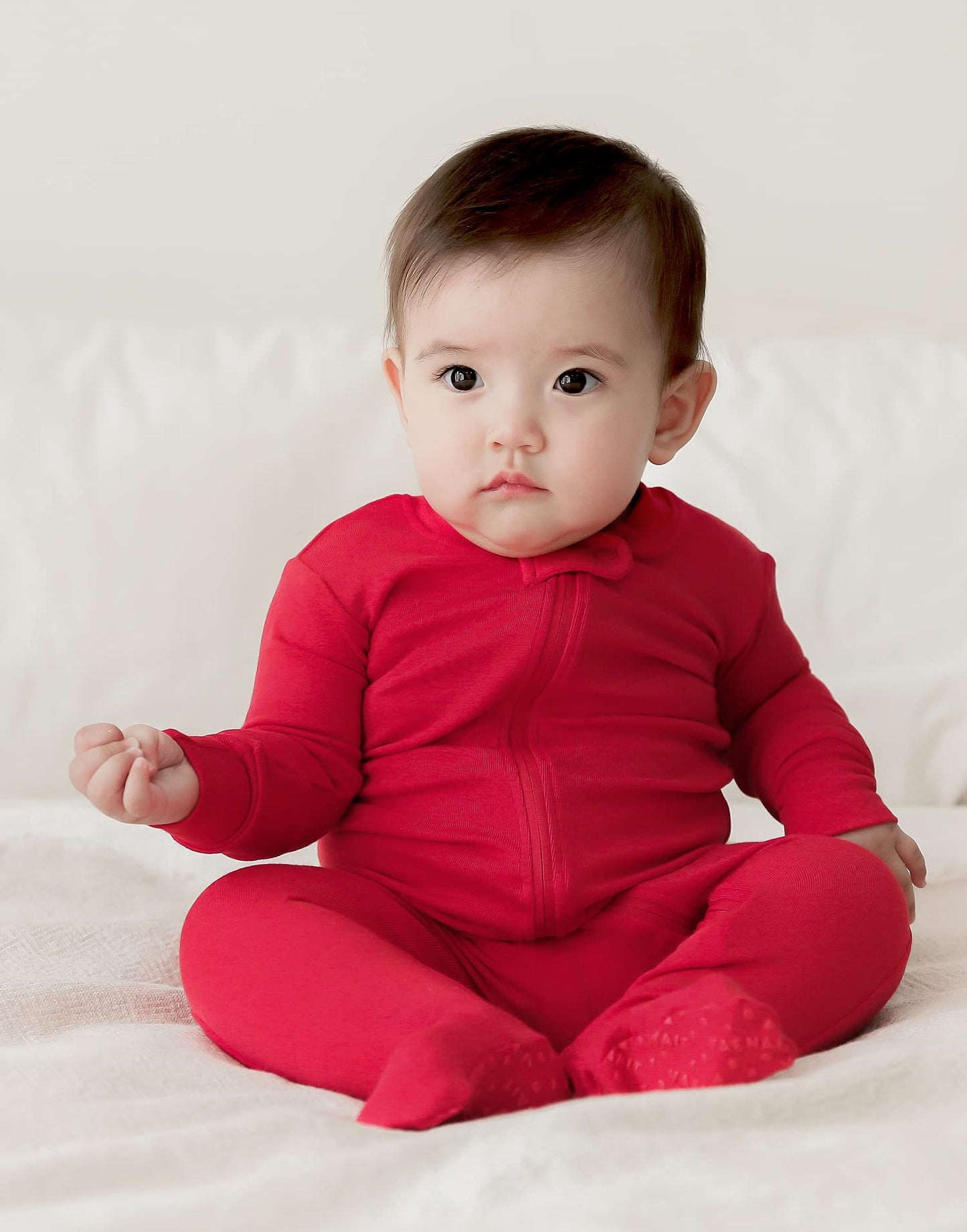 Vaenait Baby Toddler Boys Girls Solid Fotie Pajama Cozy Modal Red 0-3M