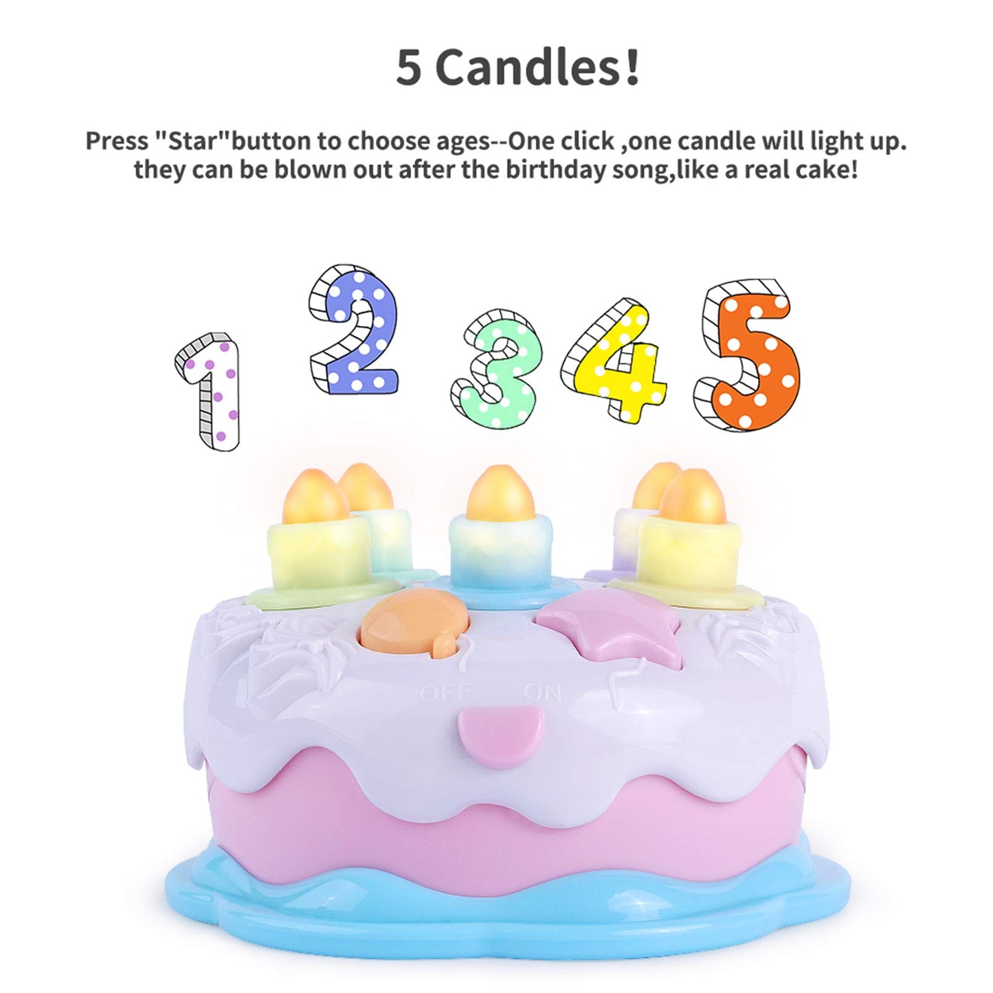 OKREVIEW First Birthday Cake Toy - Singing Music Cake Toys with Counting and Blow Candles Toys for 18 Months+ Old Boys Girls Bir
