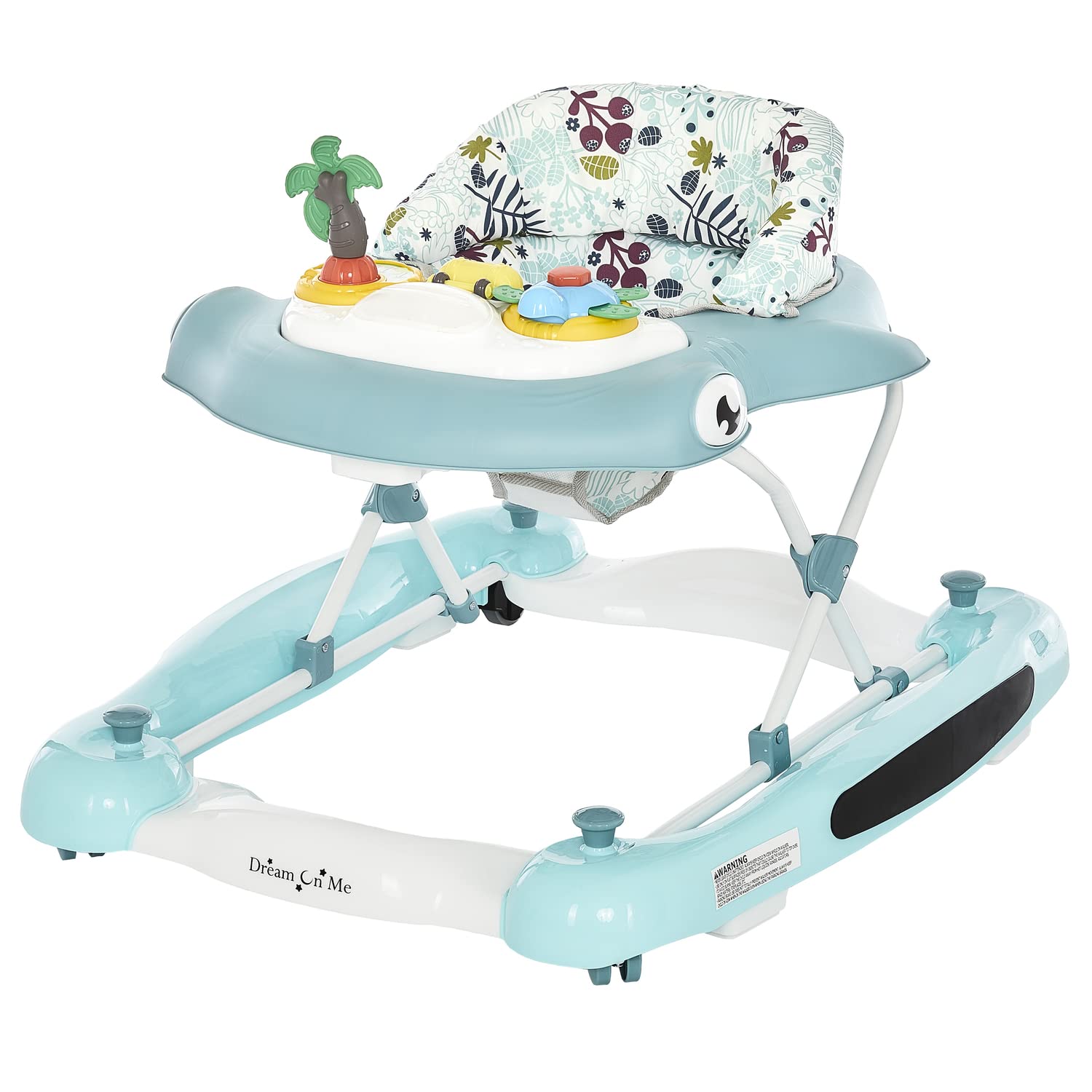 Dream On Me 2-In-1 Aloha Fun Baby Walker In Blue, Easily Convertible Baby Walker, Adjustable Three Position Height Settings, Eas