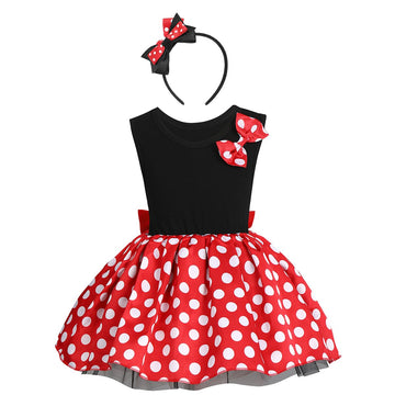 Ibtom Castle Toddler Little Baby Girl Polka Dots Princess Mini Costume First Birthday Outfits Fancy Dresses Up Pageant Party Cos