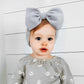 Lanmerry Hairband For Girls Baby - 3 Pack Black With Bows Elastics Headbands Oversized Head Wraps Infant Toddlers Kids