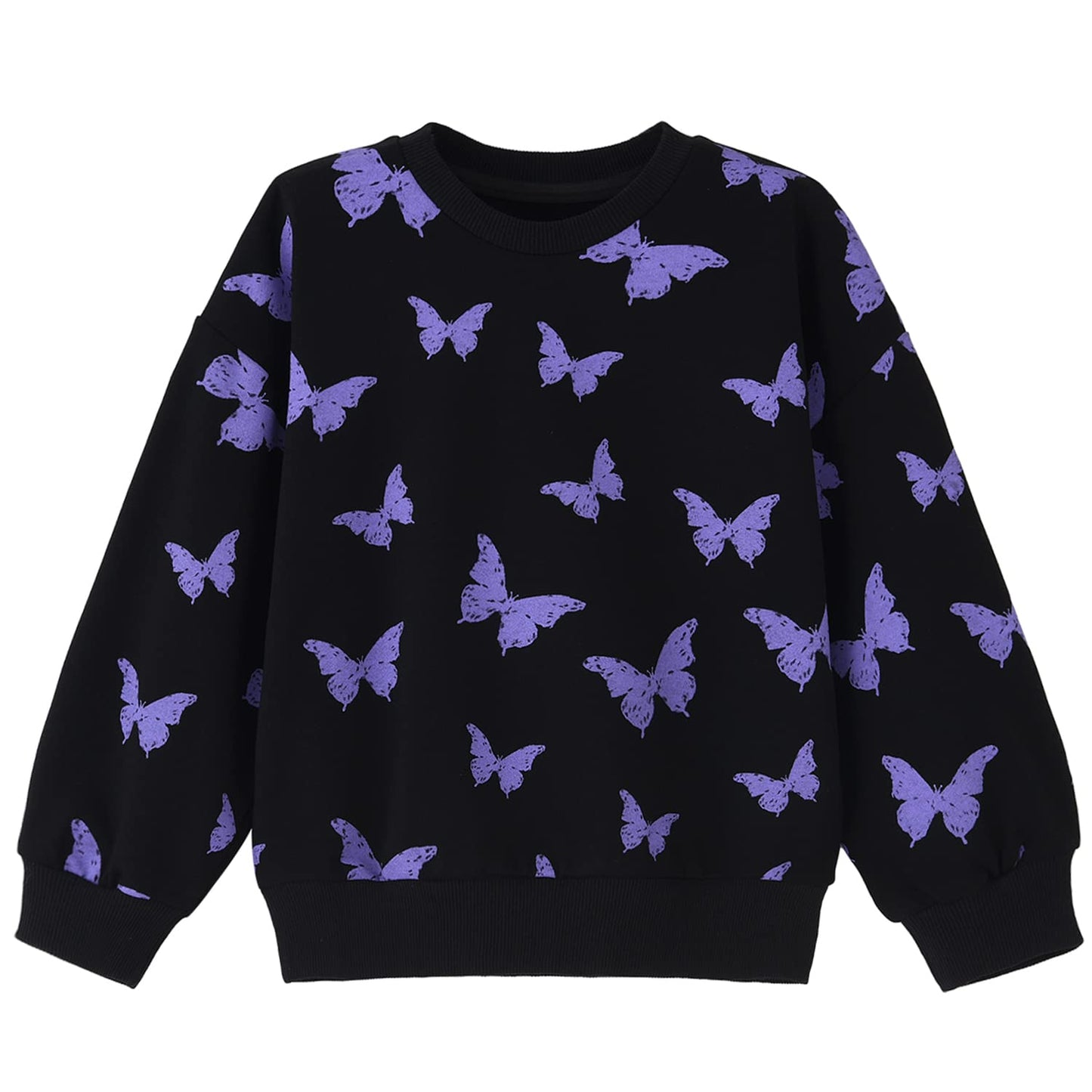Biniduckling Baby Crew Neck Sweatshirt Girls 18 Months Butterfly Black