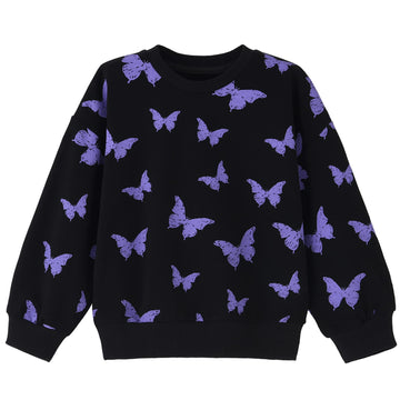 Biniduckling Baby Crew Neck Sweatshirt Girls 18 Months Butterfly Black