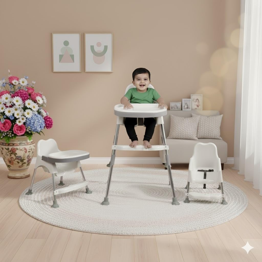 My Giraffe Spotty 3In1 Convertible Baby High Chair With Double Tray & Footrest | EasyToClean Feeding & Study Chair For Babie