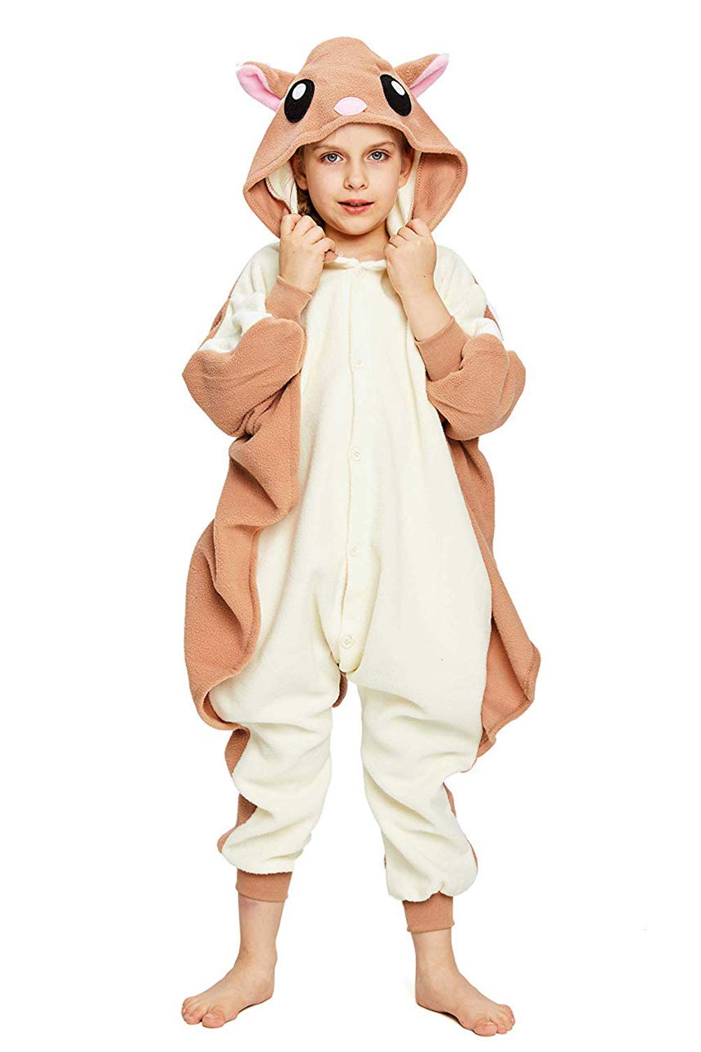 Canasour Chipmunk Onesie For Kids Halloween Cosplay Costume Girls Animal Unisex Outfuit Flier Mouse One Piece Hooded Soft Pajama