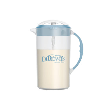 Dr. Brown'S Baby Formula Mixing Pitcher With Adjustable Stopper, Locking Lid, & No Drip Spout, 32Oz, Bpa Free, Blue