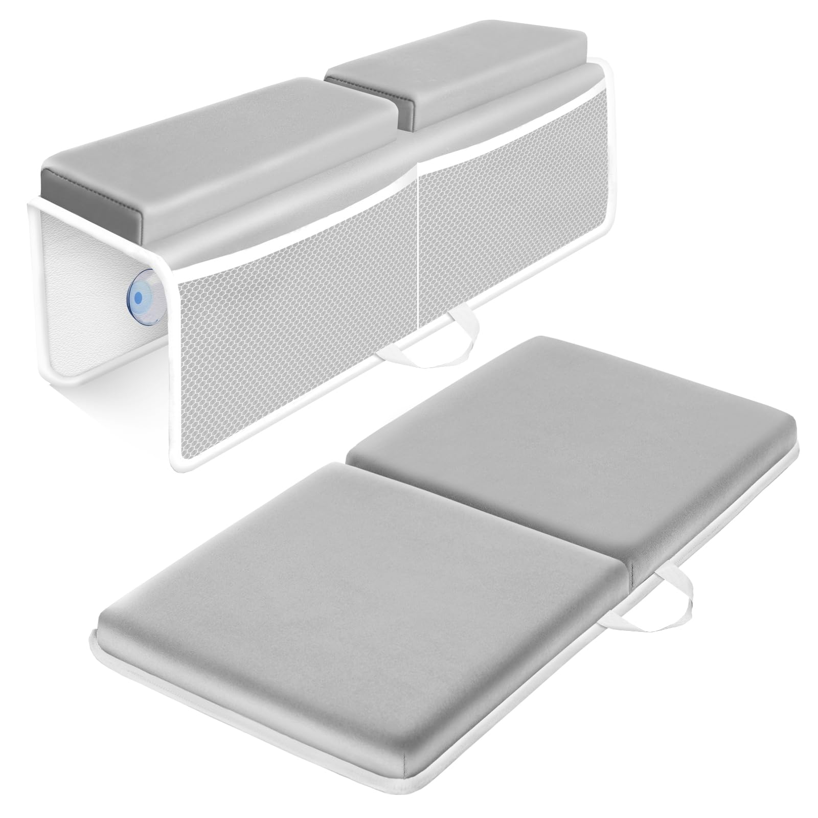 Comfortable Bath Kneeler And Elbow Kneeling Rest Pad For Baby Bathing Parents - Painless Foam Mat With Toy Organizer Pockets - Q