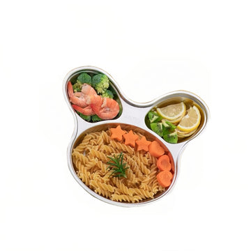 Stainless Steel Children Dinner Plate Divided Meal Tray Sections Dinner Dish For Babies, Toddlers And Kids Eating Tray Easter Bu