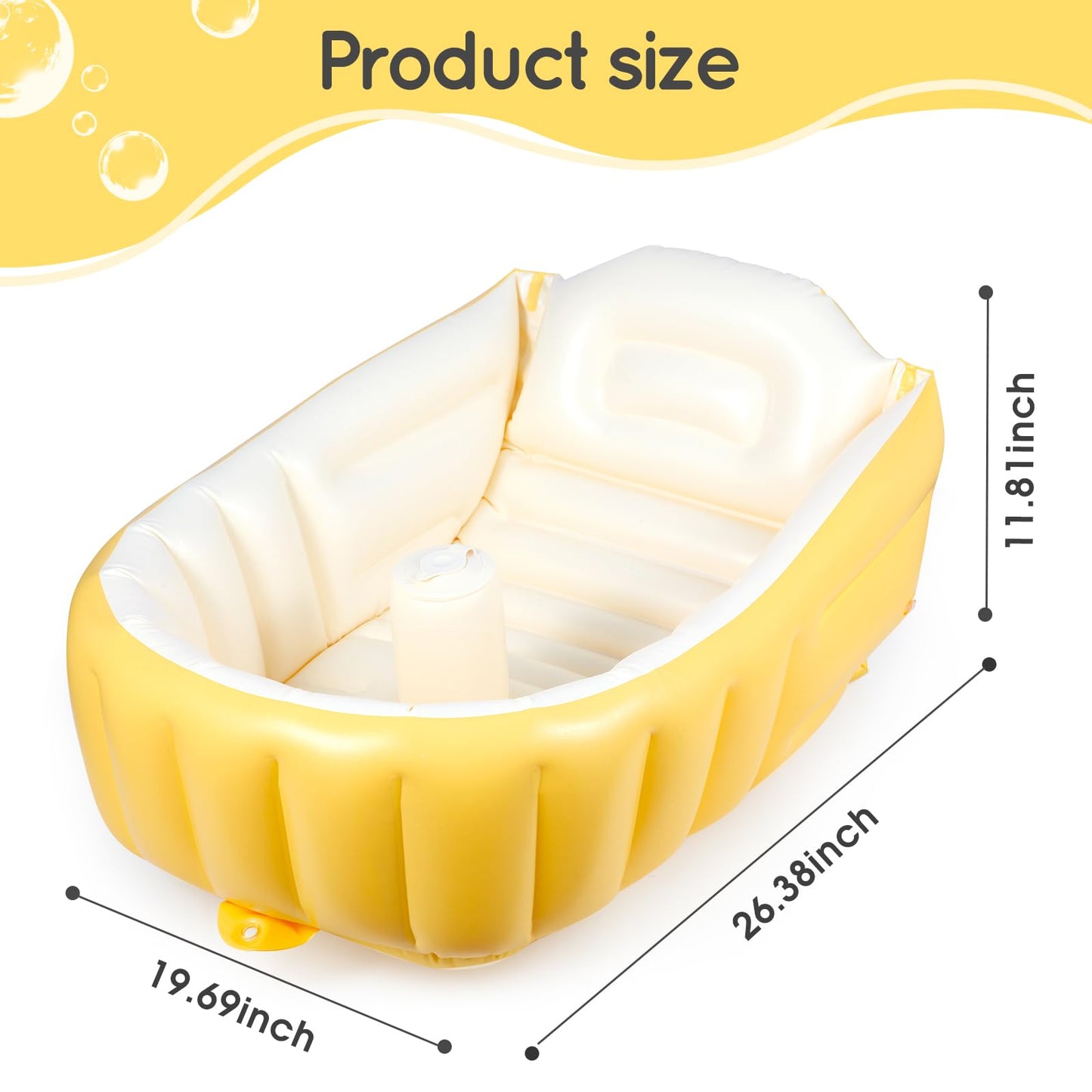 Mink Inflatable Baby Bathtub - Compact, Portable Bath Tub With Anti-Sliding Saddle Horn Seat, Ideal For Travel & Home - Suitable