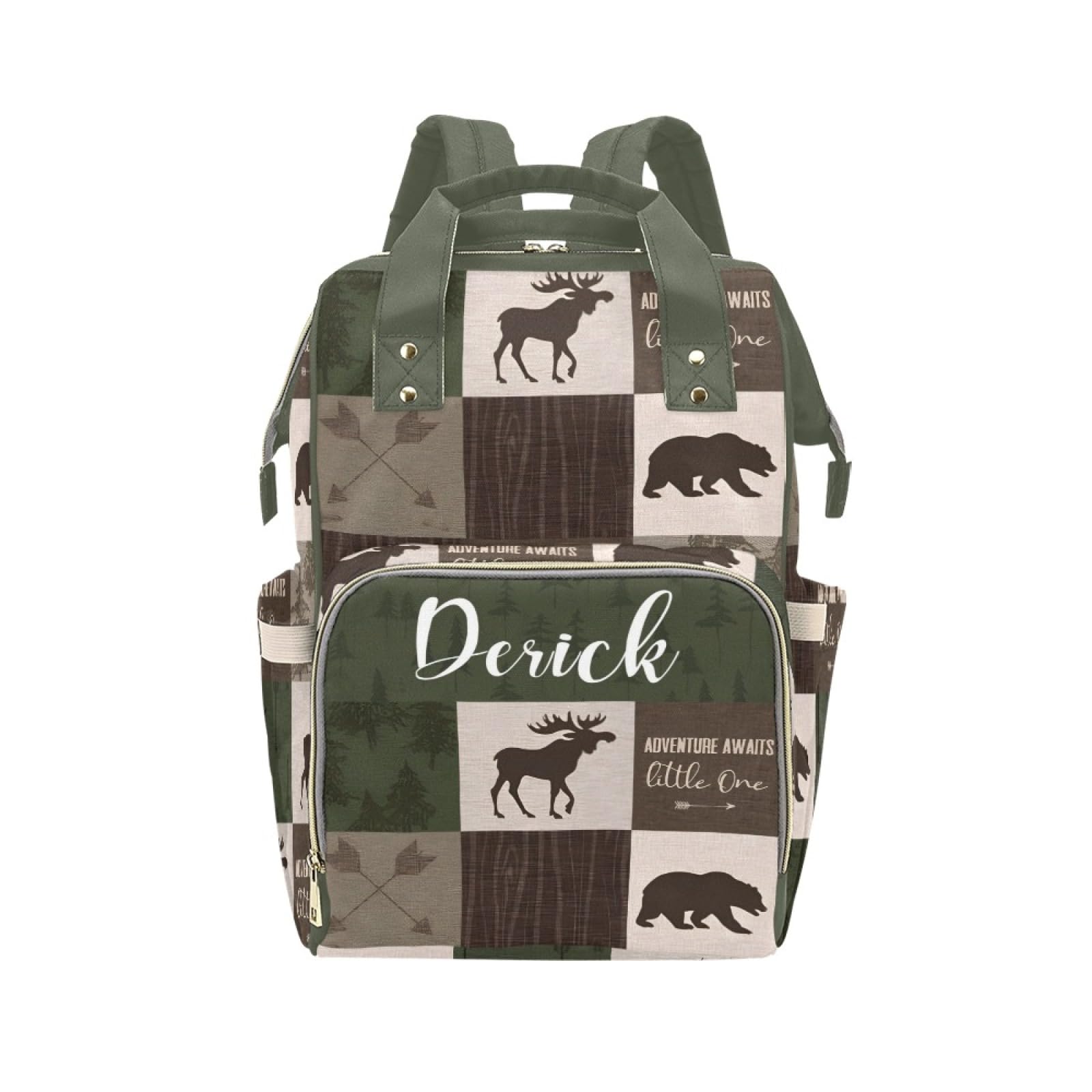 Noverbibi Woodland Deer Bear Personalized Diaper Bag with Custom Name - Custom Baby Tote Backpack for Mom, Unique Gift for New P