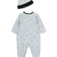 Little Me Baby Boys 2-Piece Boys' And Cap Set Footie, Grey Heather Multi, 6 Months Us