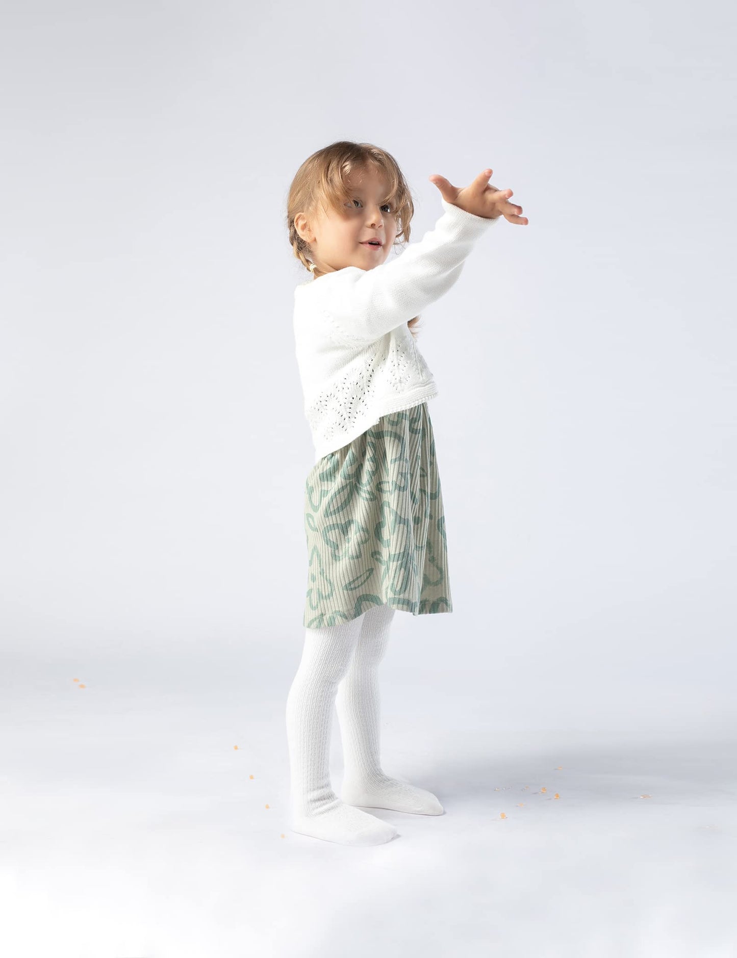 Petrass Baby Girls Cable Knitted Tights Infant Full-Footed Seamless Cotton Tights New-Born Girls Seamless Leggings Black/Ivory/G