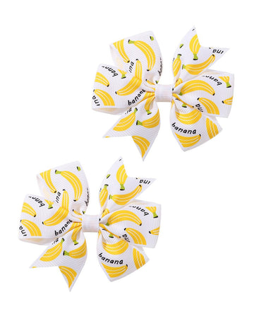 BBTDIN Baby Girls Banana Bow Hair Clips - Kids Girls Fruits Bowknot Hair Clips BBG94 (A1-White Bow)